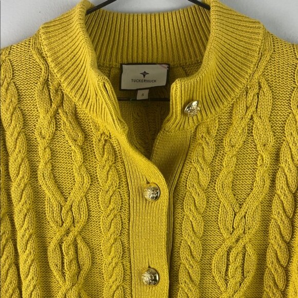 Tuckernuck Yellow Cable Knit Cardigan Sweater Size S - Picture 2 of 7